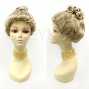 Medium blonde updo costume wig